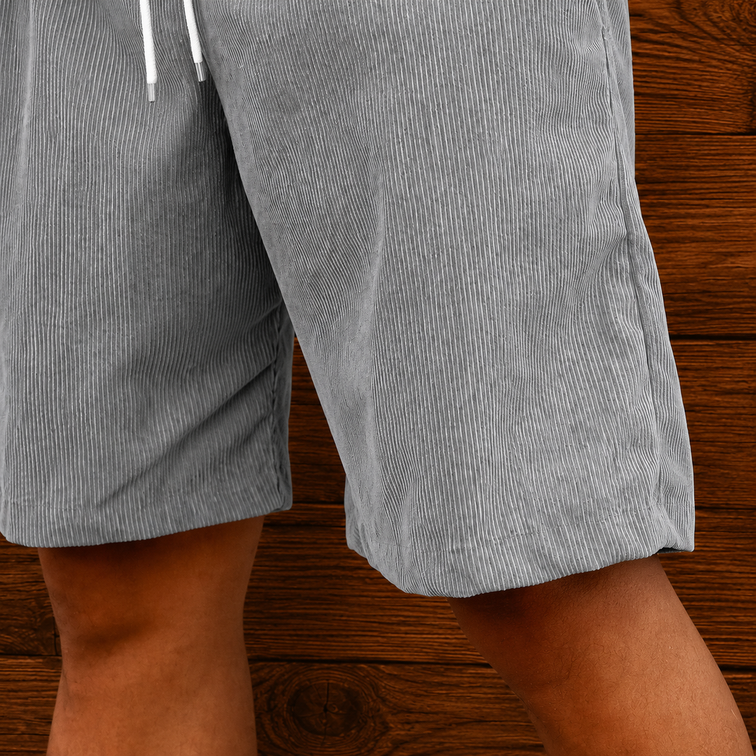 Ribbed Corduroy Drawstring Shorts