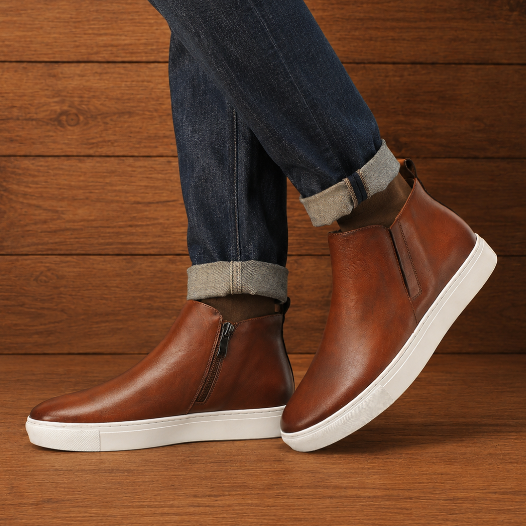Leather Ankle Sneaker Boots