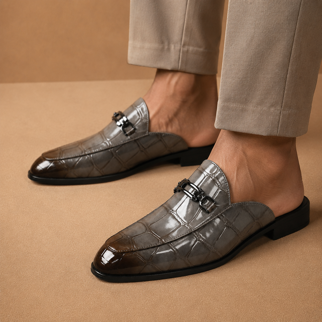 Crocodile Horsebit Mule Loafers