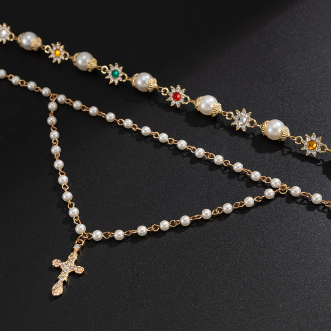 Pearl Charm Necklace Set