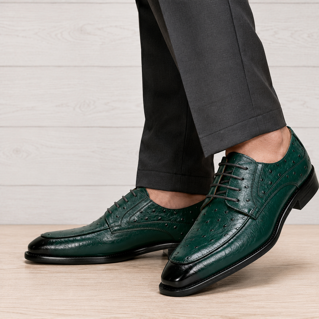 Ostrich Embossed Derby Shoes