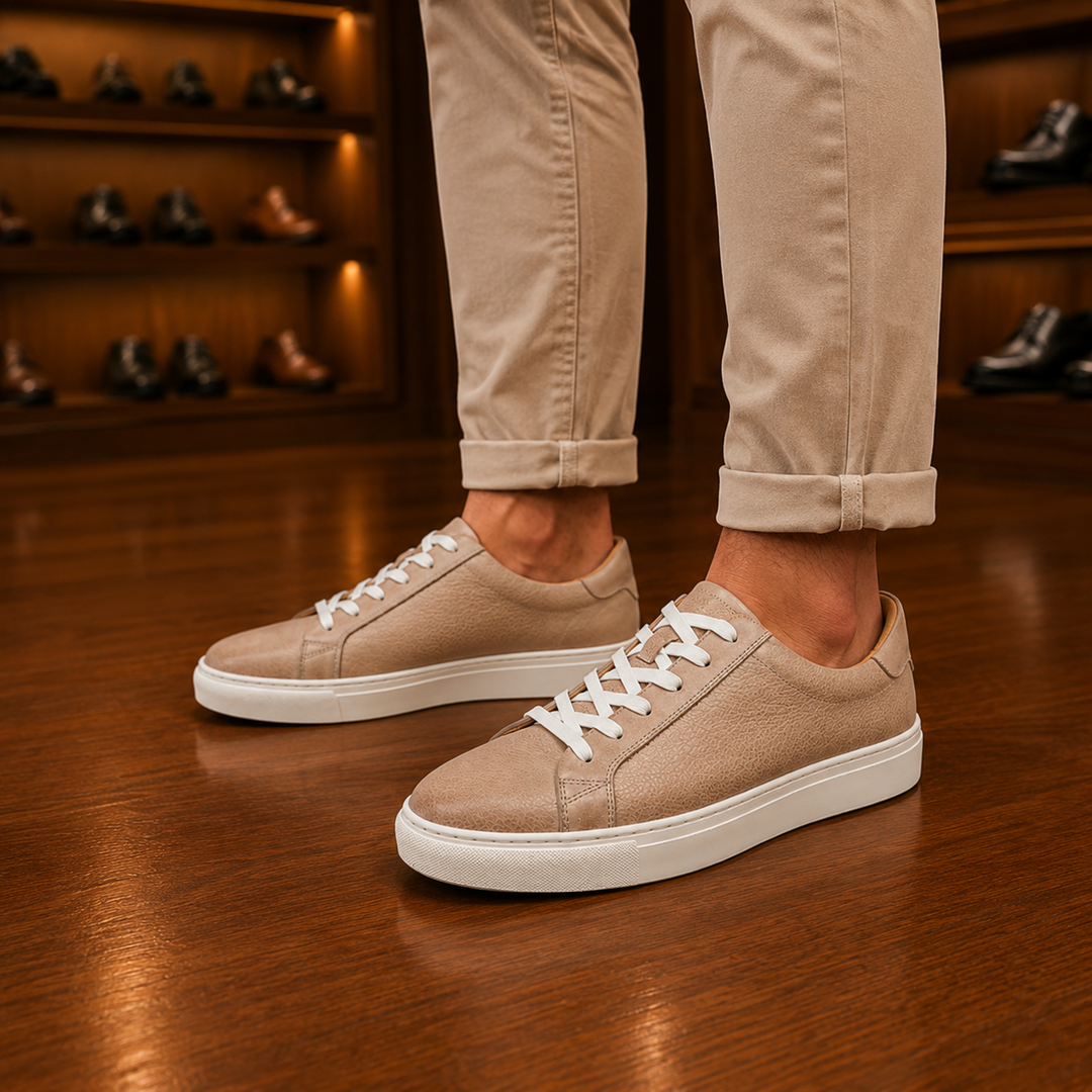 Leather Lace-Up Sneakers