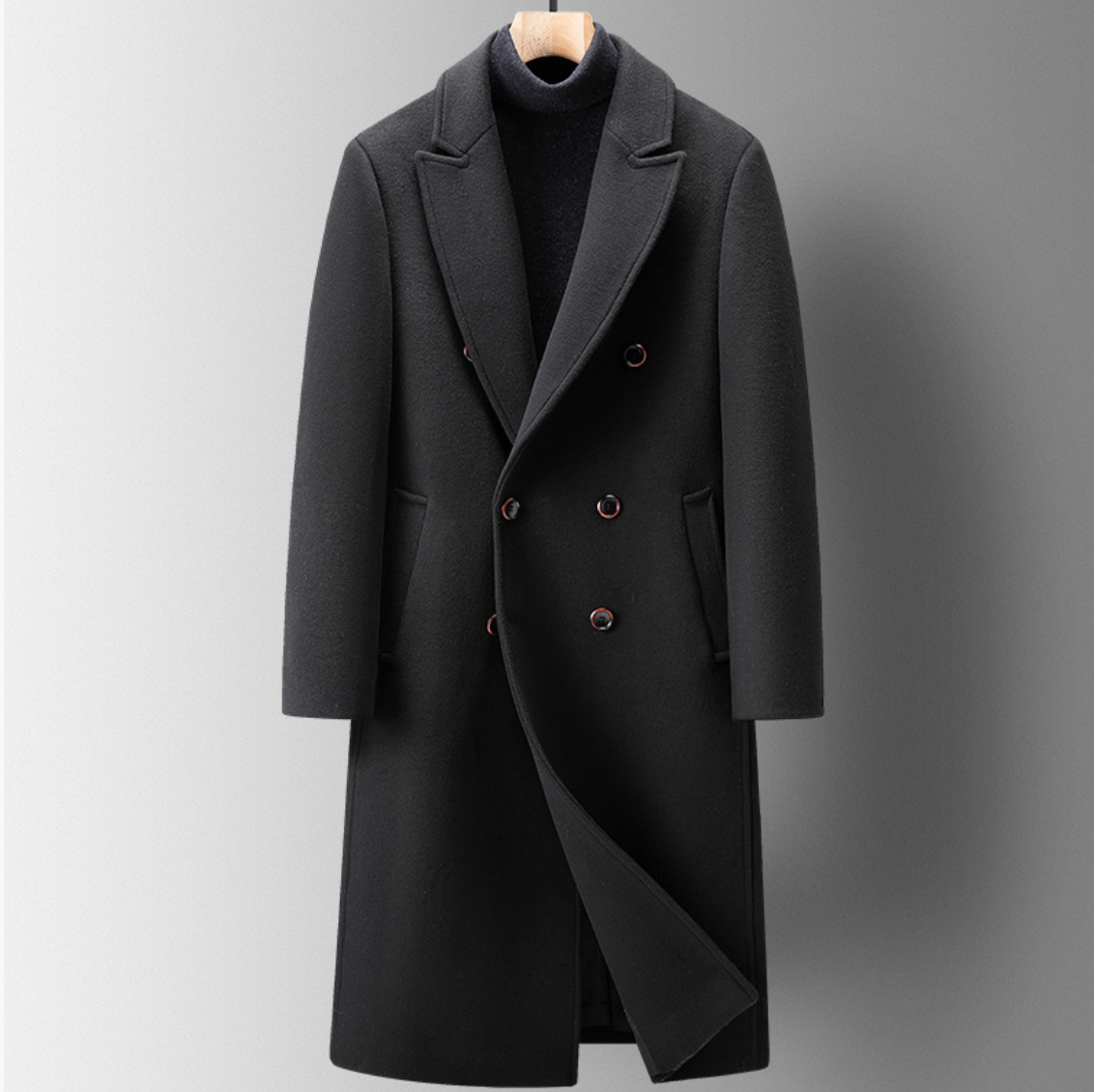 DOUBLE-BREASTED WOOL COAT