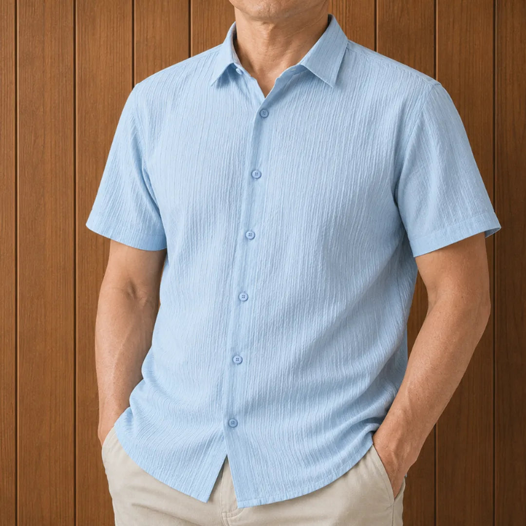 Textured Button-Up Collared Shirt