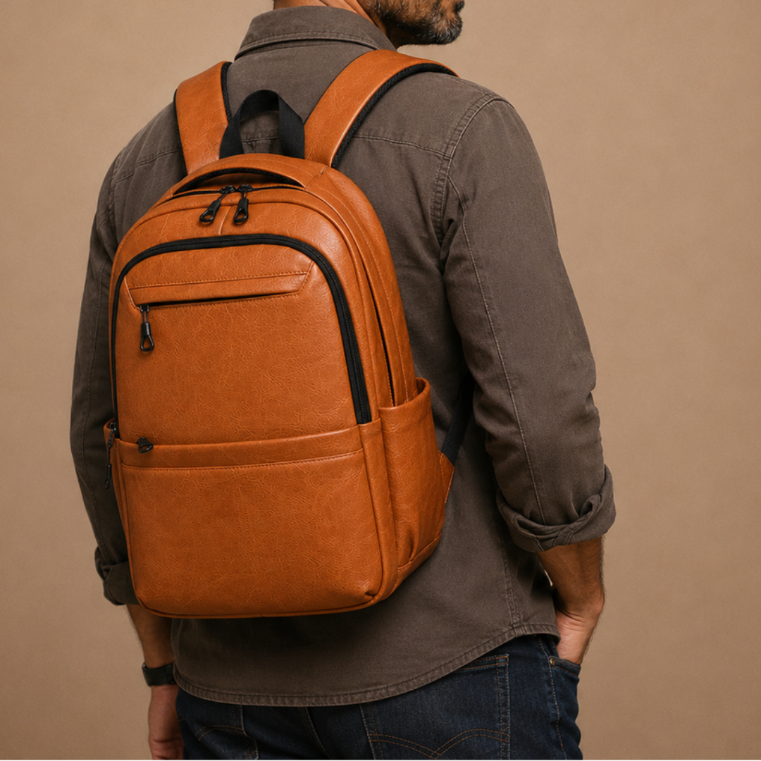 Leather Business Laptop Backpack