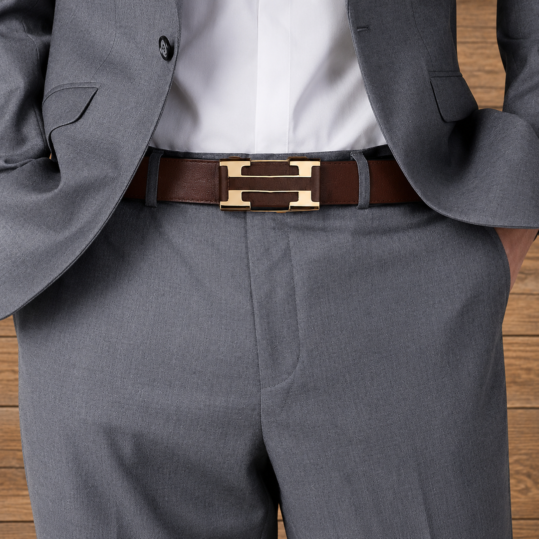Automatic Ratchet Leather Belt