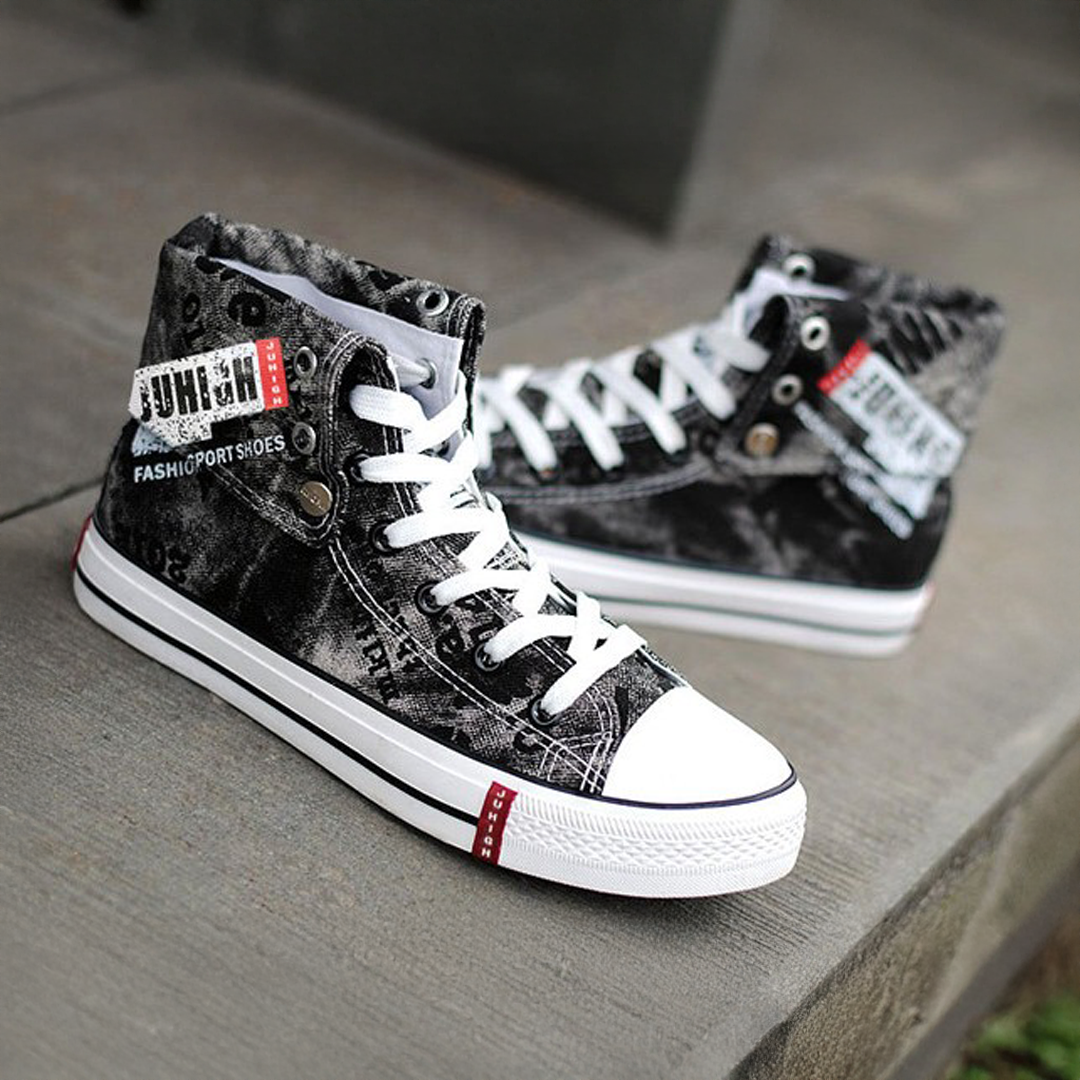 Denim High-Top Sneakers