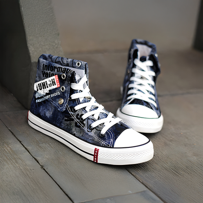 Denim High-Top Sneakers