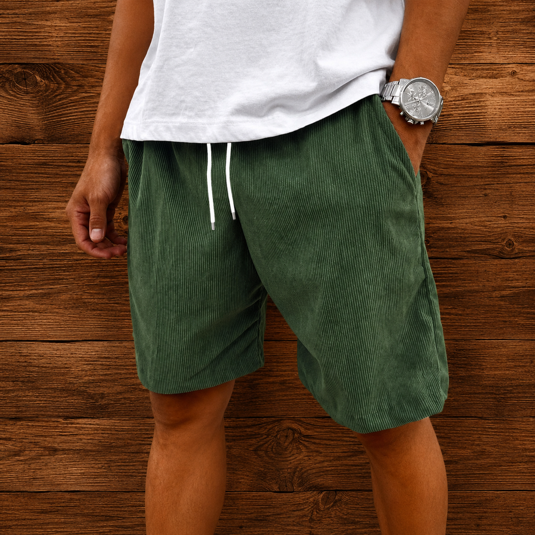Ribbed Corduroy Drawstring Shorts