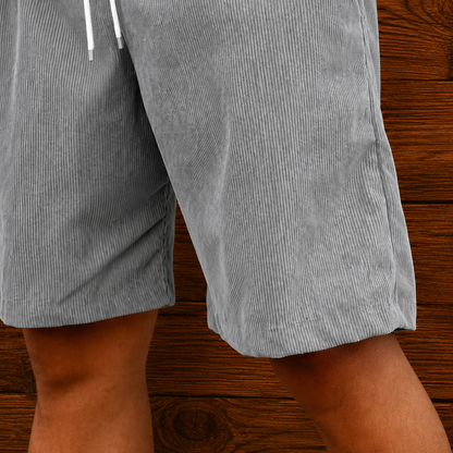 Ribbed Corduroy Drawstring Shorts