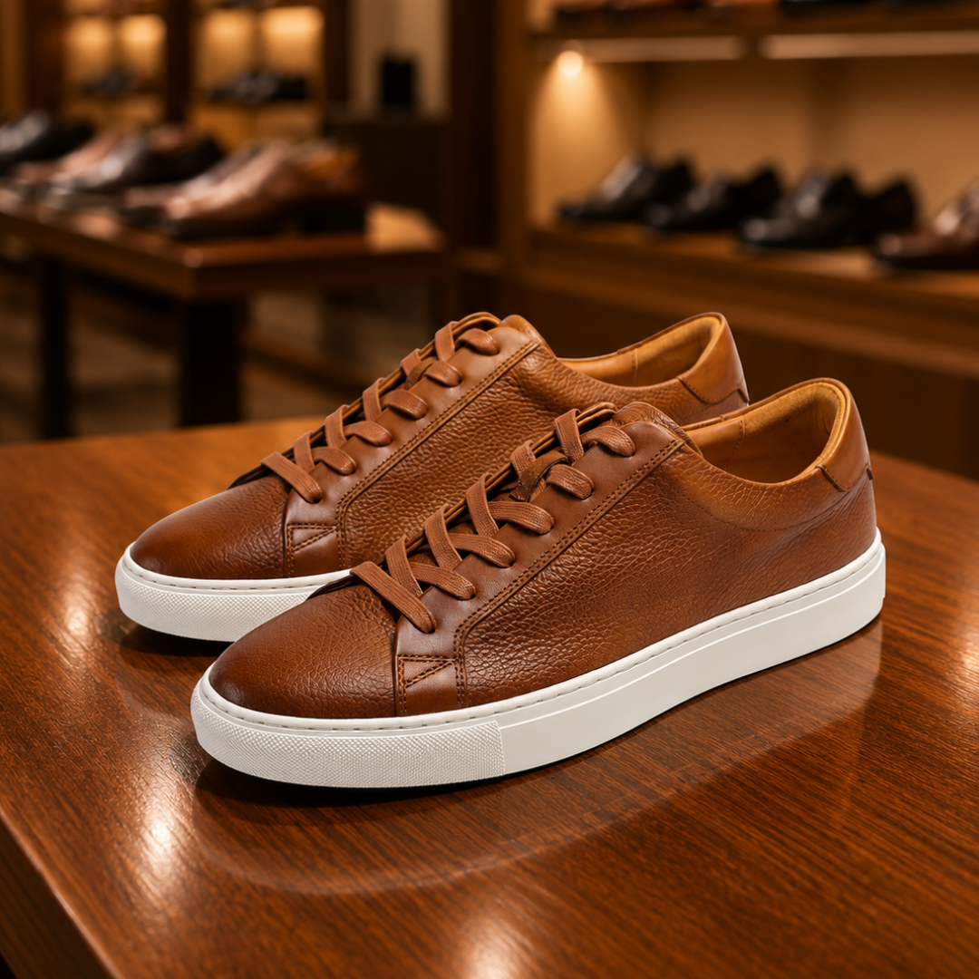 Leather Lace-Up Sneakers