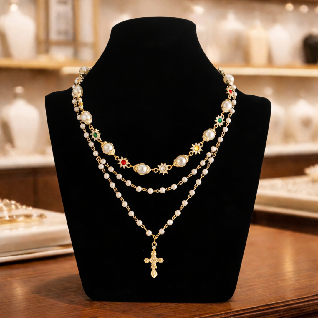 Pearl Charm Necklace Set