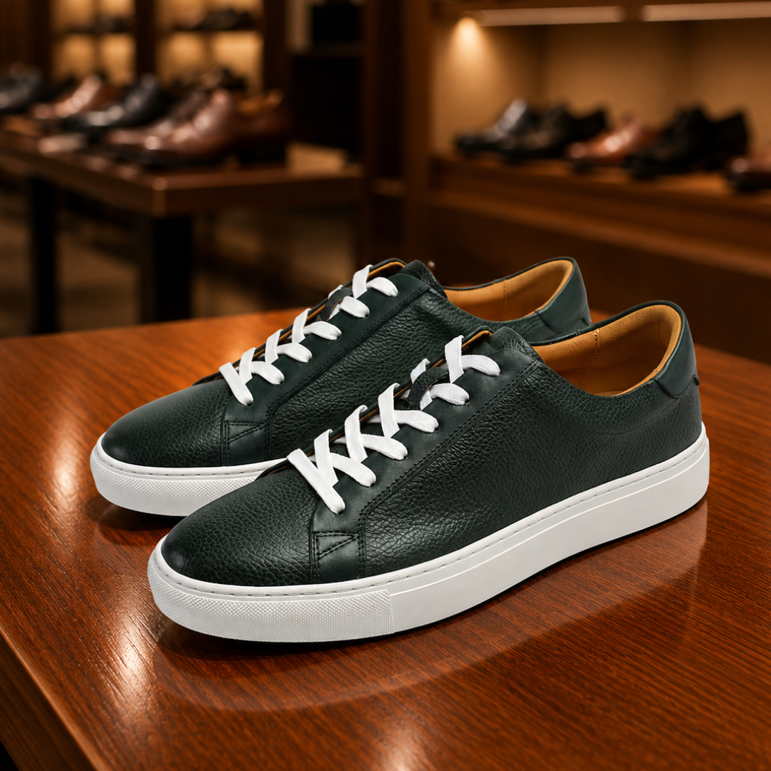Leather Lace-Up Sneakers