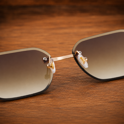 Luxury Rimless Geometric Sunglasses