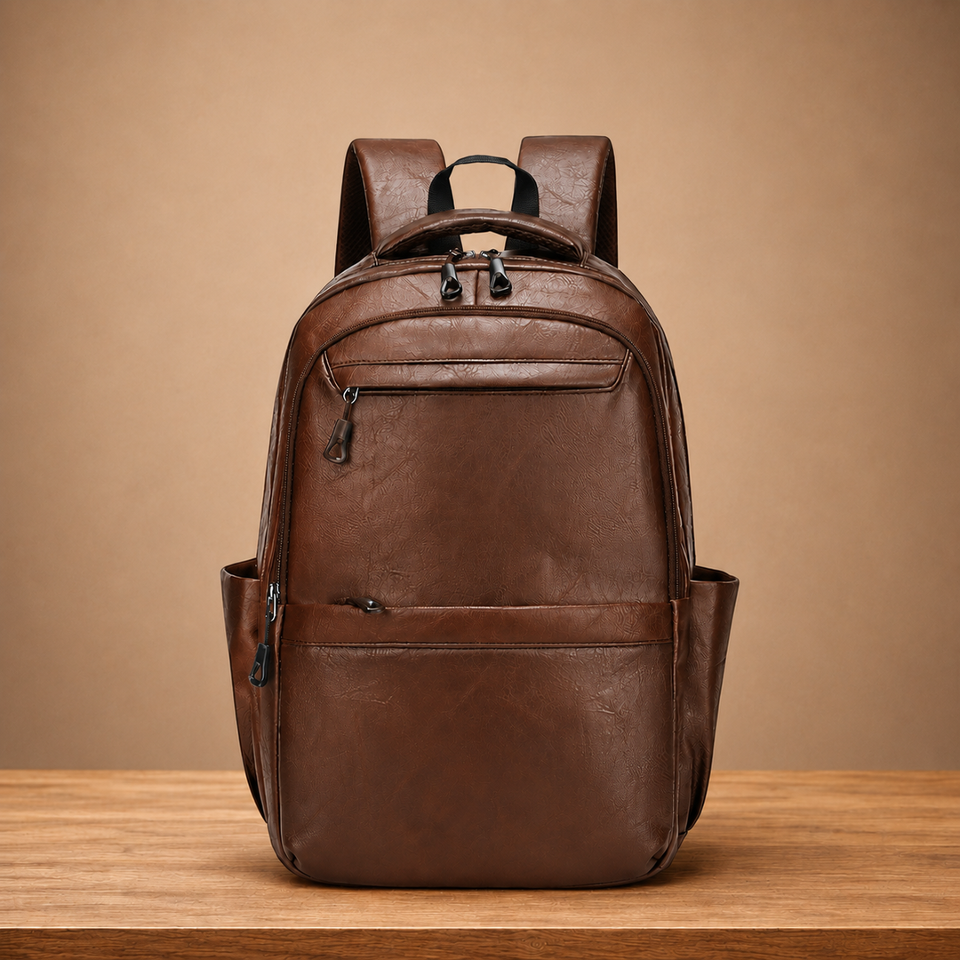 Leather Business Laptop Backpack