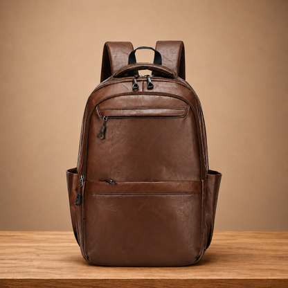 Leather Business Laptop Backpack