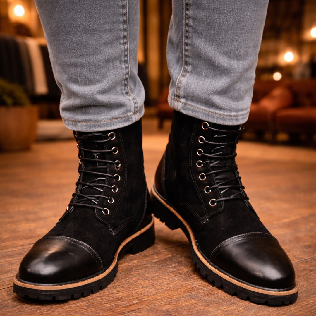 Suede Lace-Up Boots