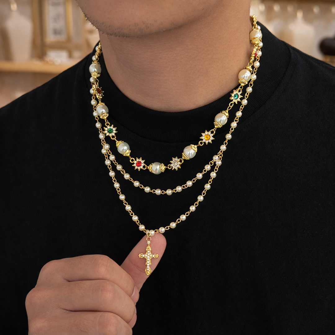 Pearl Charm Necklace Set