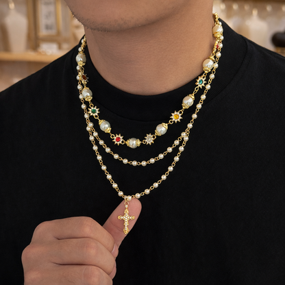 Pearl Charm Necklace Set