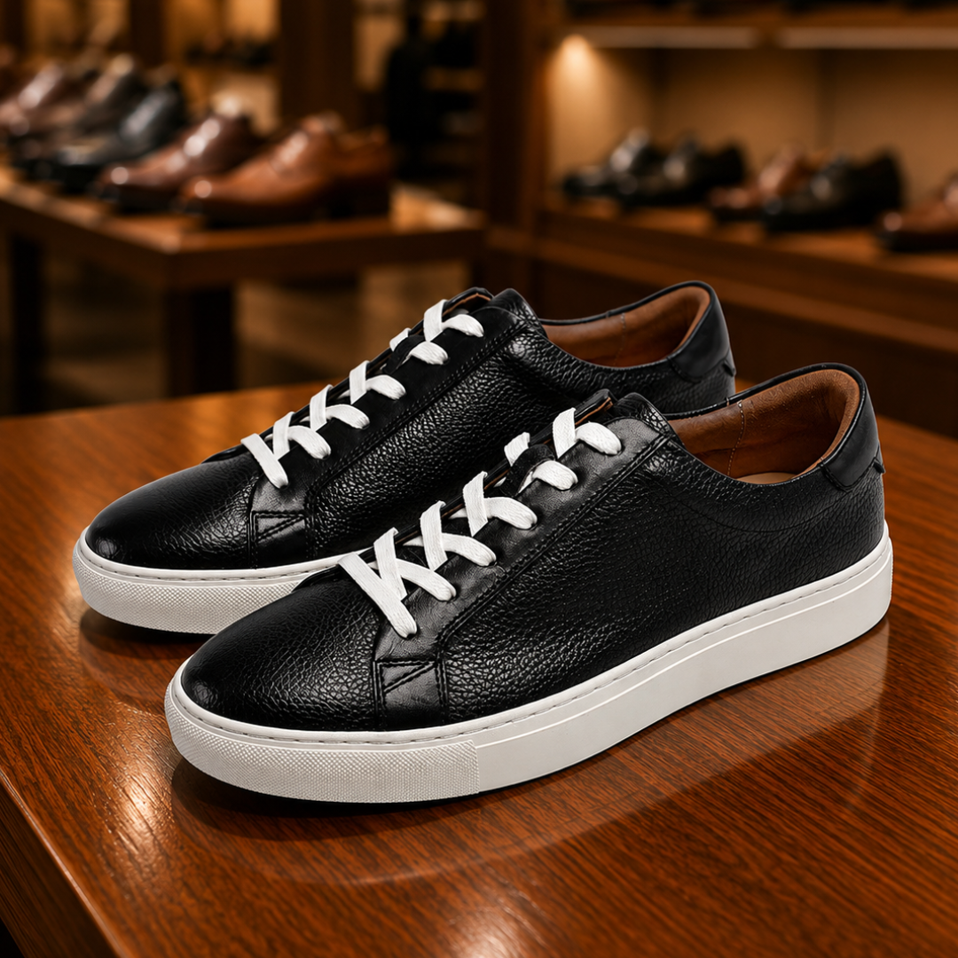 Leather Lace-Up Sneakers