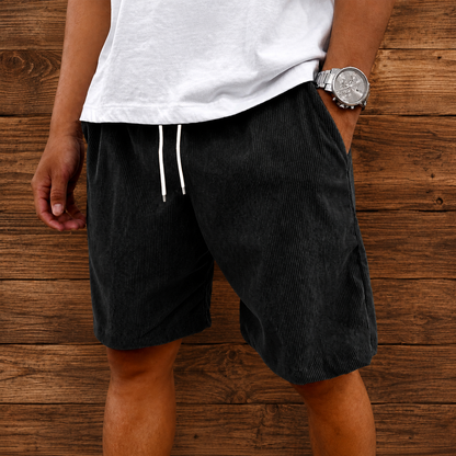 Ribbed Corduroy Drawstring Shorts