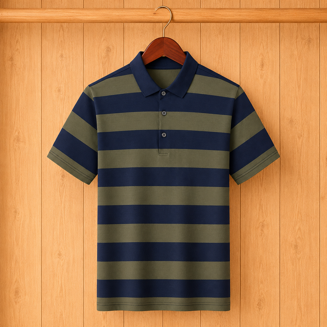 Wide-Stripe Polo Shirt