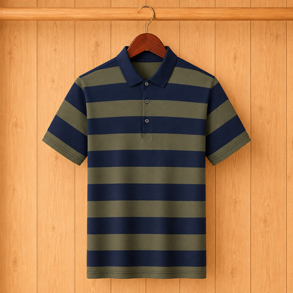 Wide-Stripe Polo Shirt