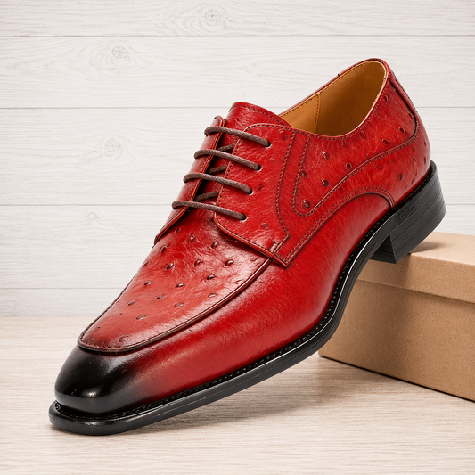 Ostrich Embossed Derby Shoes