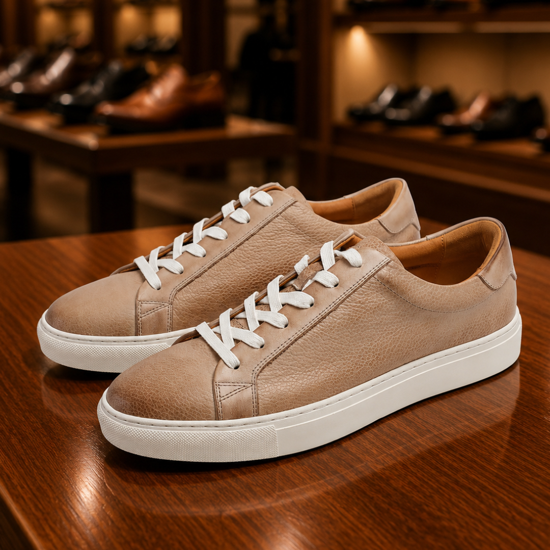 Leather Lace-Up Sneakers