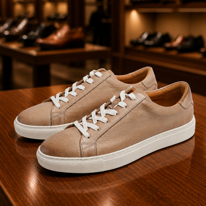 Leather Lace-Up Sneakers