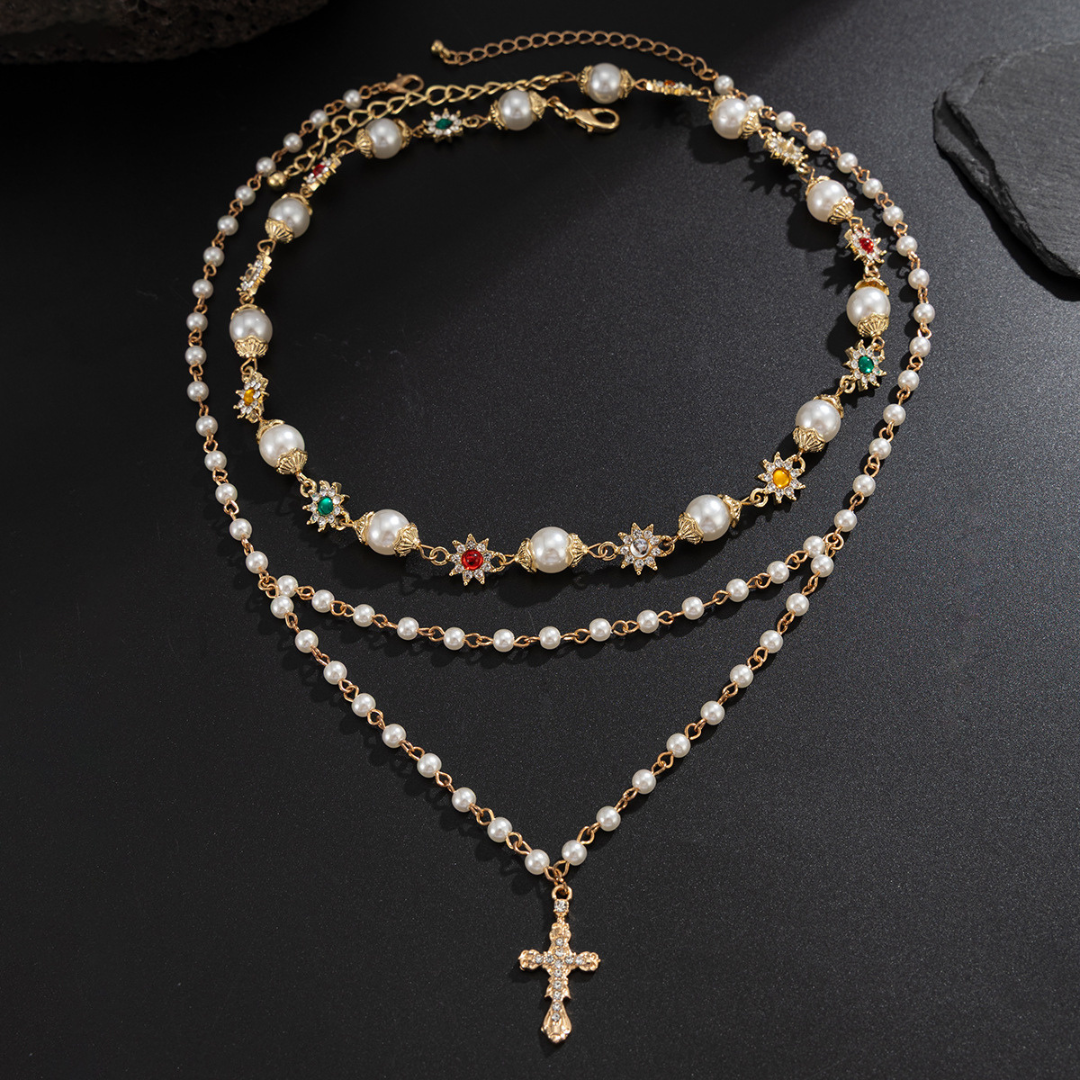 Pearl Charm Necklace Set