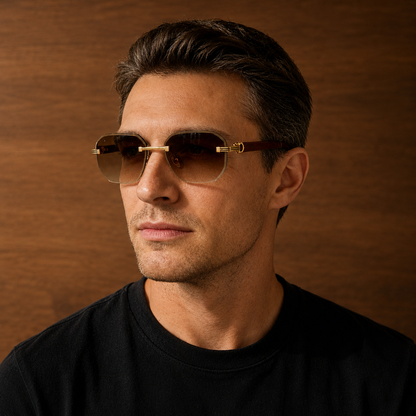 Luxury Rimless Geometric Sunglasses