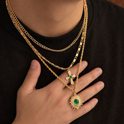 Layered Cross Necklace Set