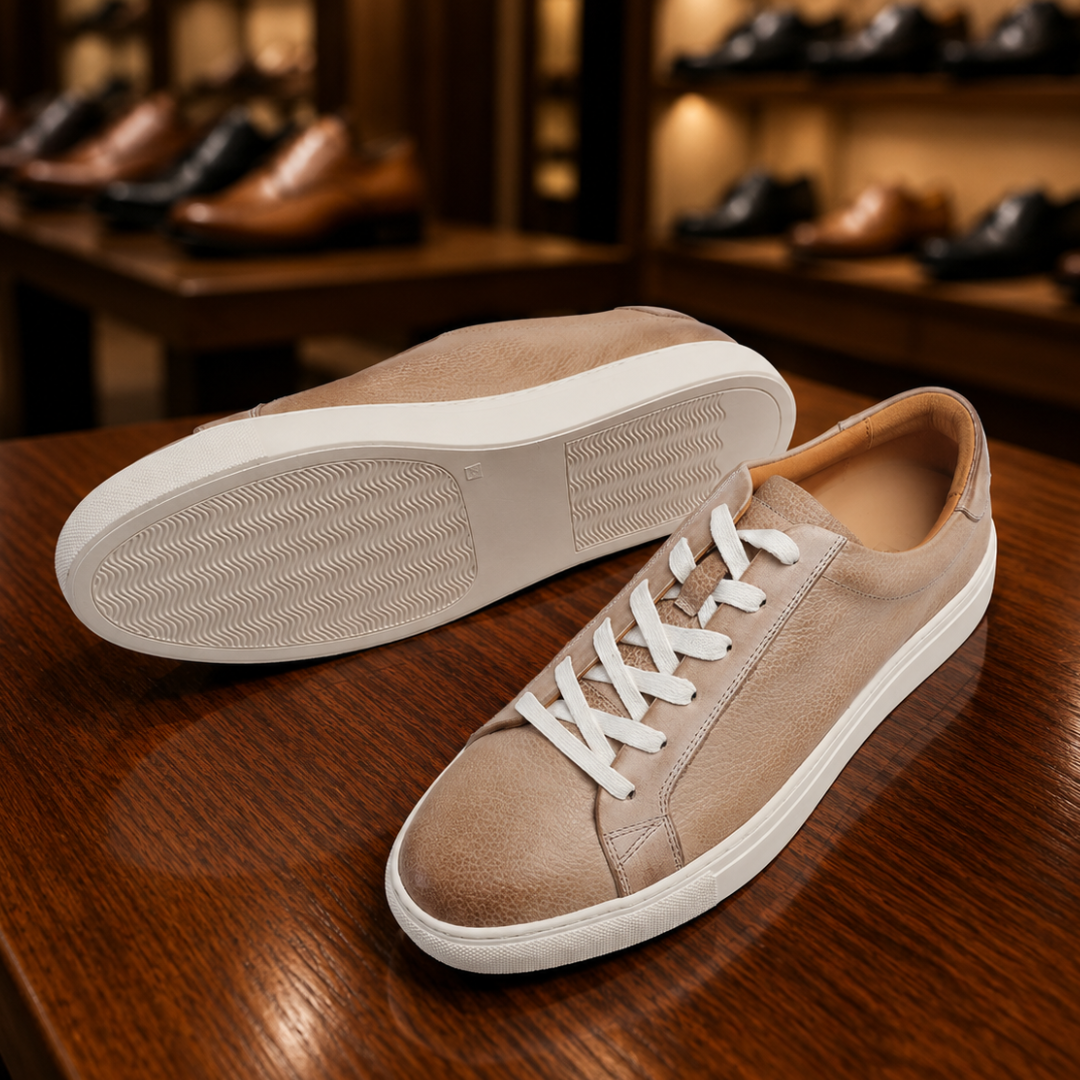 Leather Lace-Up Sneakers