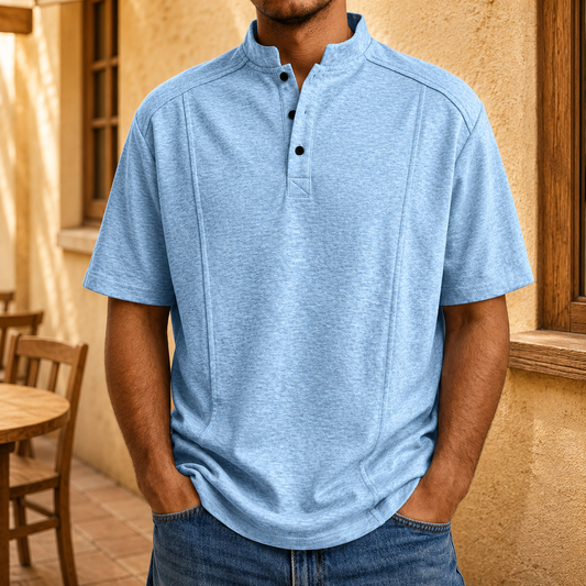 Stand Collar Henley Shirt