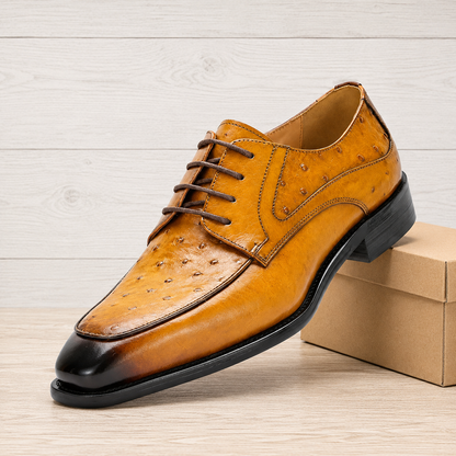 Ostrich Embossed Derby Shoes