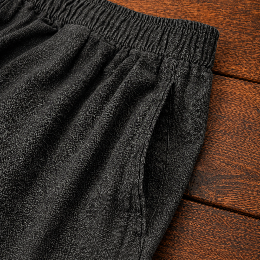 Linen Blend Drawstring Shorts