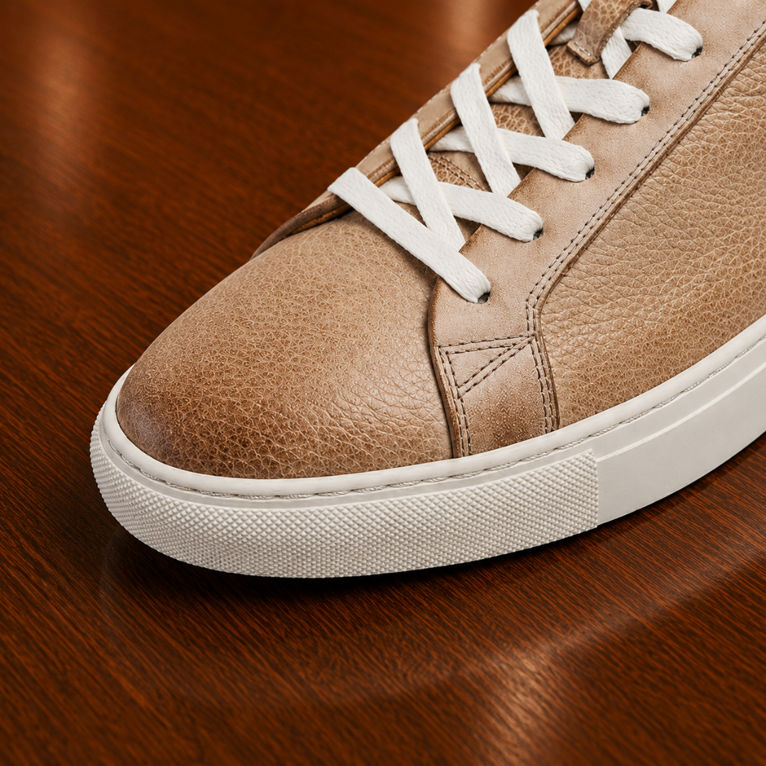 Leather Lace-Up Sneakers
