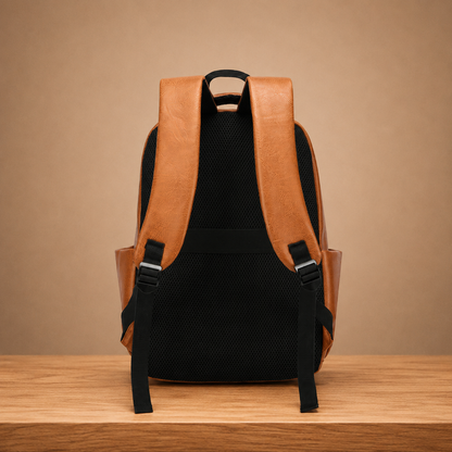 Leather Business Laptop Backpack