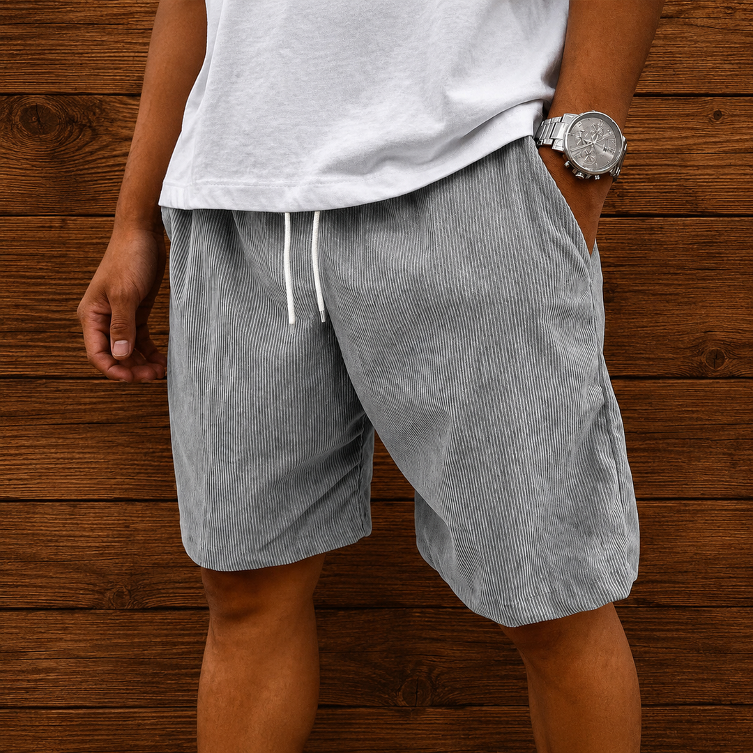 Ribbed Corduroy Drawstring Shorts
