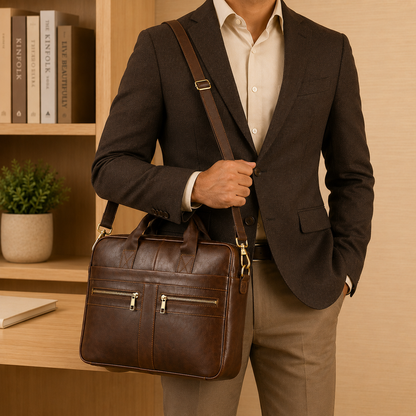 Leather Business Laptop Briefcase