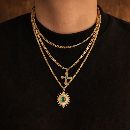 Layered Cross Necklace Set