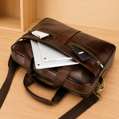 Leather Business Laptop Briefcase