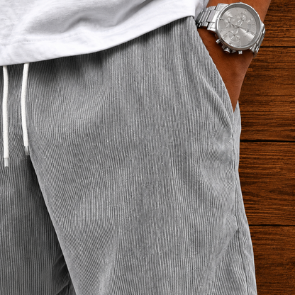 Ribbed Corduroy Drawstring Shorts