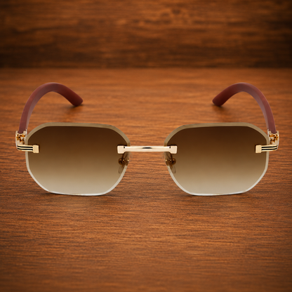 Luxury Rimless Geometric Sunglasses