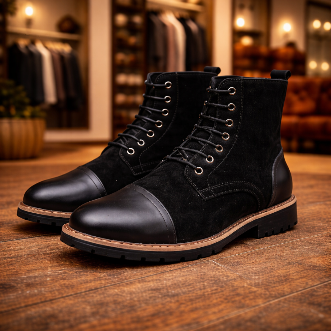 Suede Lace-Up Boots