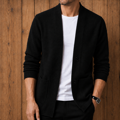Modern Collarless Knit Cardigan