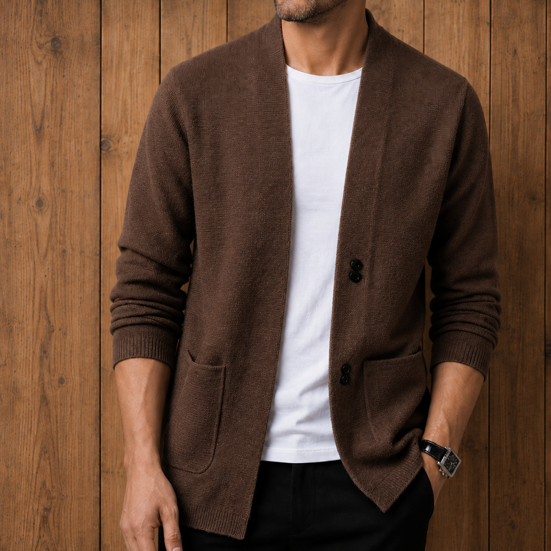 Modern Collarless Knit Cardigan