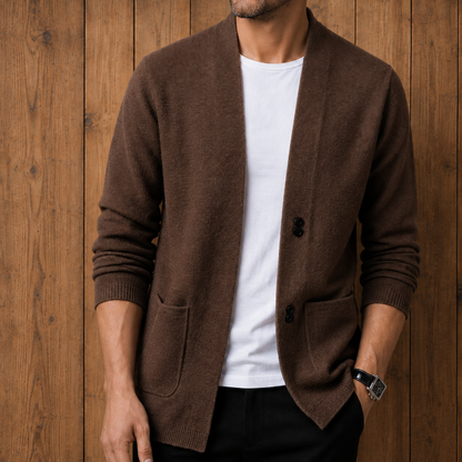 Modern Collarless Knit Cardigan