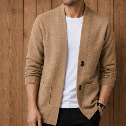 Modern Collarless Knit Cardigan